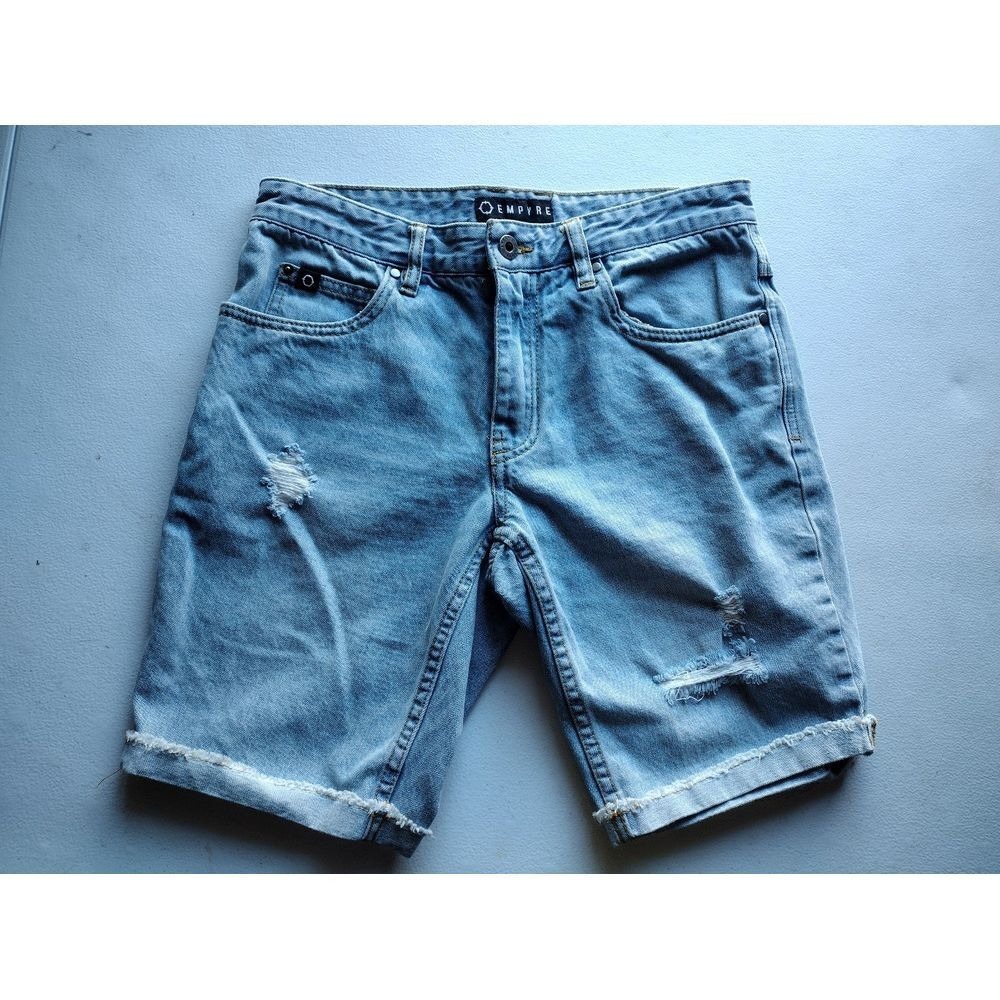 EMPYRE Mens Denim Shorts Distressed Light Wash Size 28‎